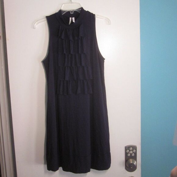 Michael Stars Size 2 Navy Blue Pullover Sleeveless Stretch Ruffle Accent Dress - Picture 9 of 12